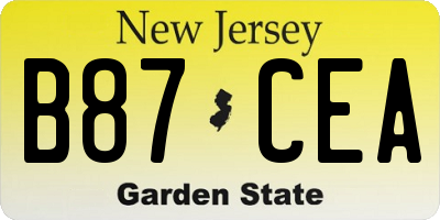 NJ license plate B87CEA
