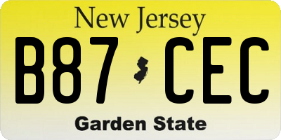NJ license plate B87CEC