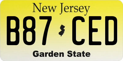NJ license plate B87CED