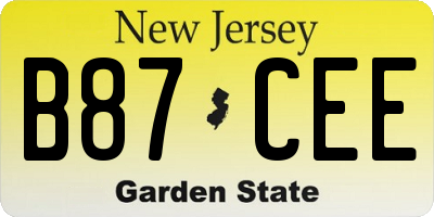 NJ license plate B87CEE