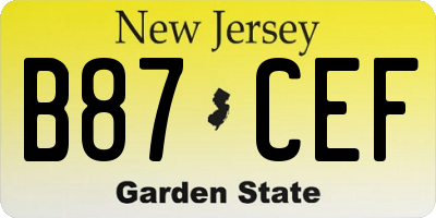 NJ license plate B87CEF