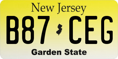 NJ license plate B87CEG