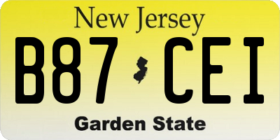 NJ license plate B87CEI