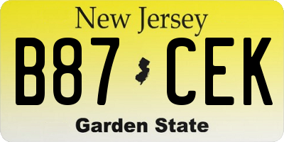 NJ license plate B87CEK