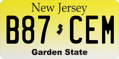 NJ license plate B87CEM