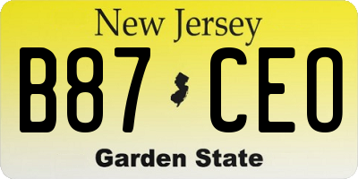 NJ license plate B87CEO
