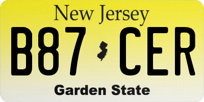 NJ license plate B87CER