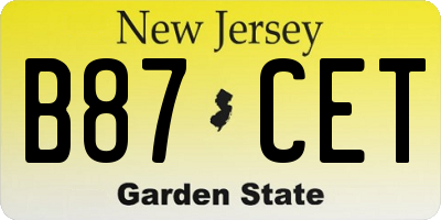 NJ license plate B87CET