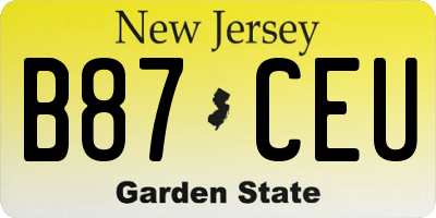 NJ license plate B87CEU