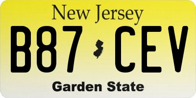 NJ license plate B87CEV