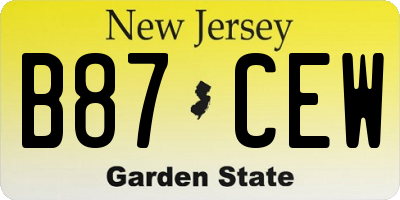 NJ license plate B87CEW