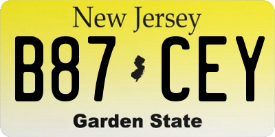 NJ license plate B87CEY