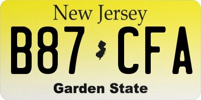 NJ license plate B87CFA