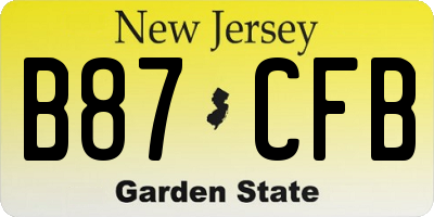 NJ license plate B87CFB