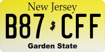 NJ license plate B87CFF