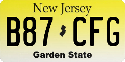 NJ license plate B87CFG