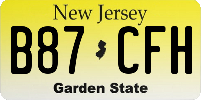 NJ license plate B87CFH