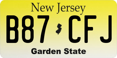 NJ license plate B87CFJ