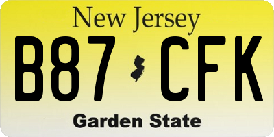 NJ license plate B87CFK