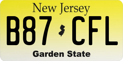 NJ license plate B87CFL