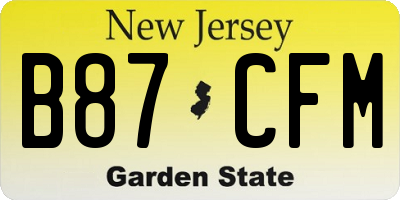 NJ license plate B87CFM