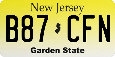 NJ license plate B87CFN