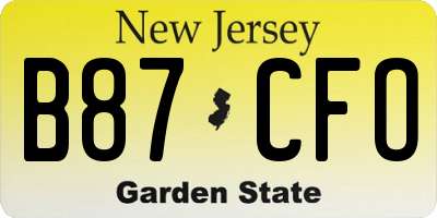 NJ license plate B87CFO