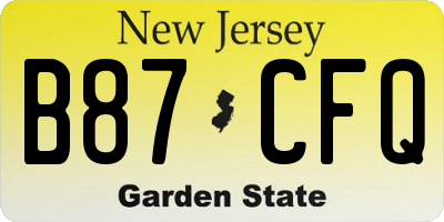NJ license plate B87CFQ