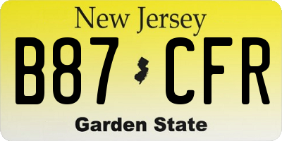 NJ license plate B87CFR