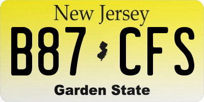 NJ license plate B87CFS