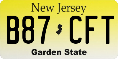 NJ license plate B87CFT