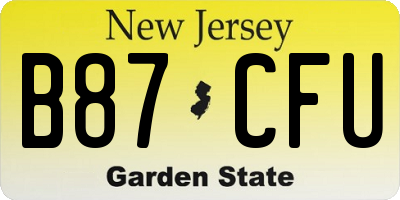 NJ license plate B87CFU