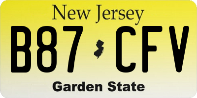 NJ license plate B87CFV