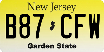 NJ license plate B87CFW