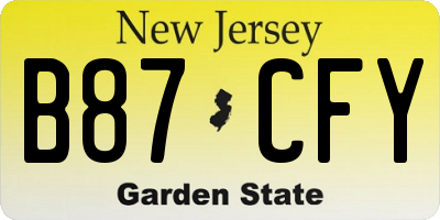 NJ license plate B87CFY