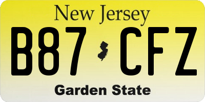 NJ license plate B87CFZ
