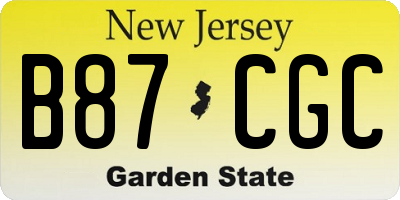 NJ license plate B87CGC