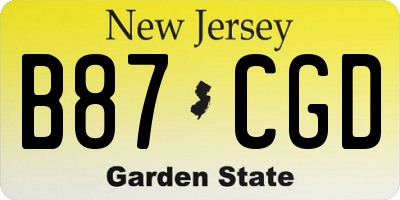 NJ license plate B87CGD