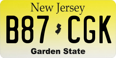 NJ license plate B87CGK