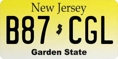 NJ license plate B87CGL