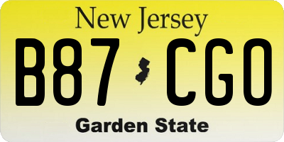 NJ license plate B87CGO