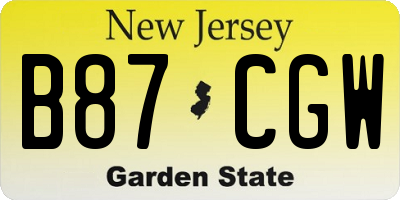 NJ license plate B87CGW