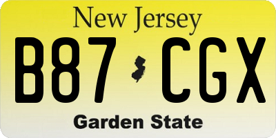 NJ license plate B87CGX