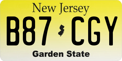 NJ license plate B87CGY