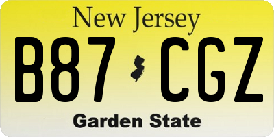 NJ license plate B87CGZ