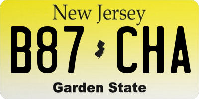 NJ license plate B87CHA