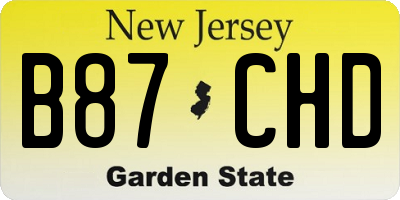 NJ license plate B87CHD
