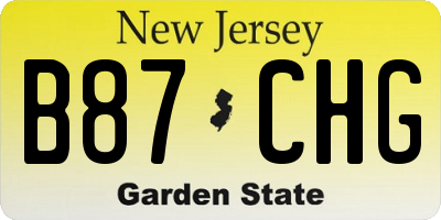 NJ license plate B87CHG