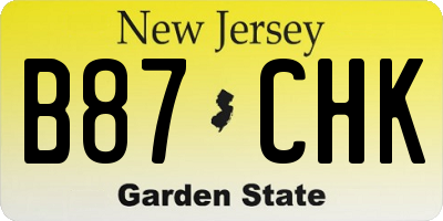 NJ license plate B87CHK