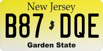 NJ license plate B87DQE